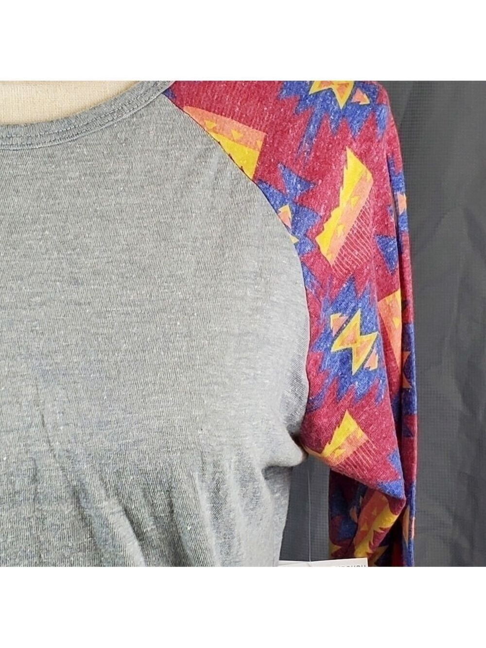 Lularoe Randy Gray Multicolored Sleeves Size Small - Picture 2 of 5